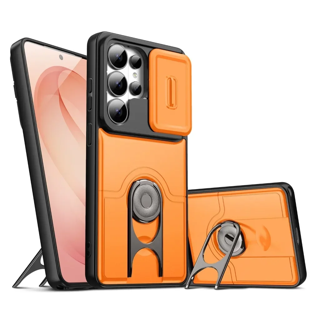 Armor Finger Ring Bracket Magnetic Case For Samsung Galaxy S26 S25 S24 S23 Ultra Plus Edge Slide Camera Lens Anti-scratch Cover