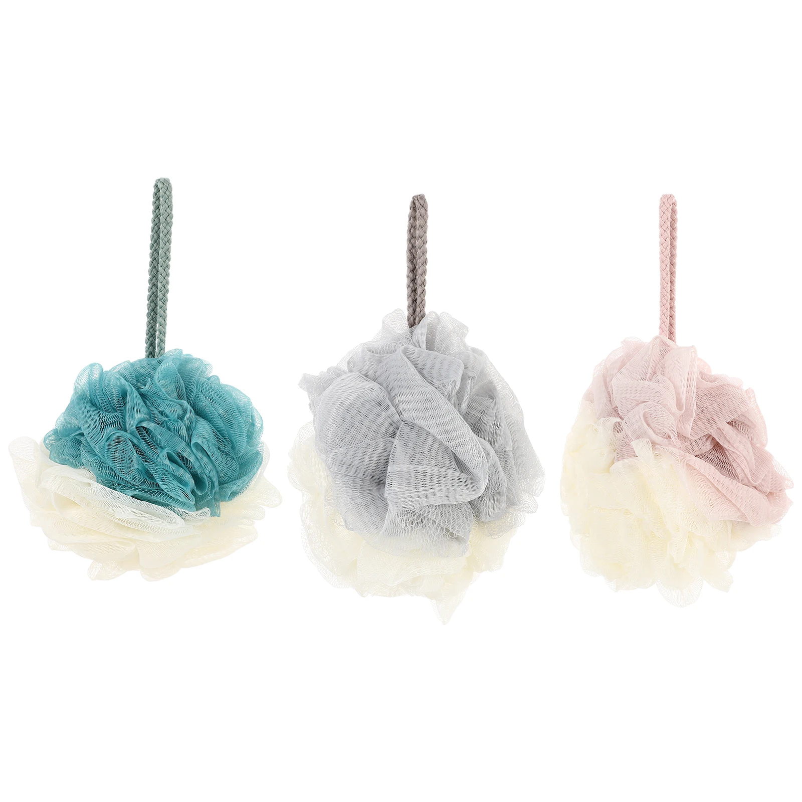 

3pcs Bath Ball Flower Double Color Exfoliating Sponge Big Size Bathing Shower Rubbing Soft Thick Home Travel Bright Design
