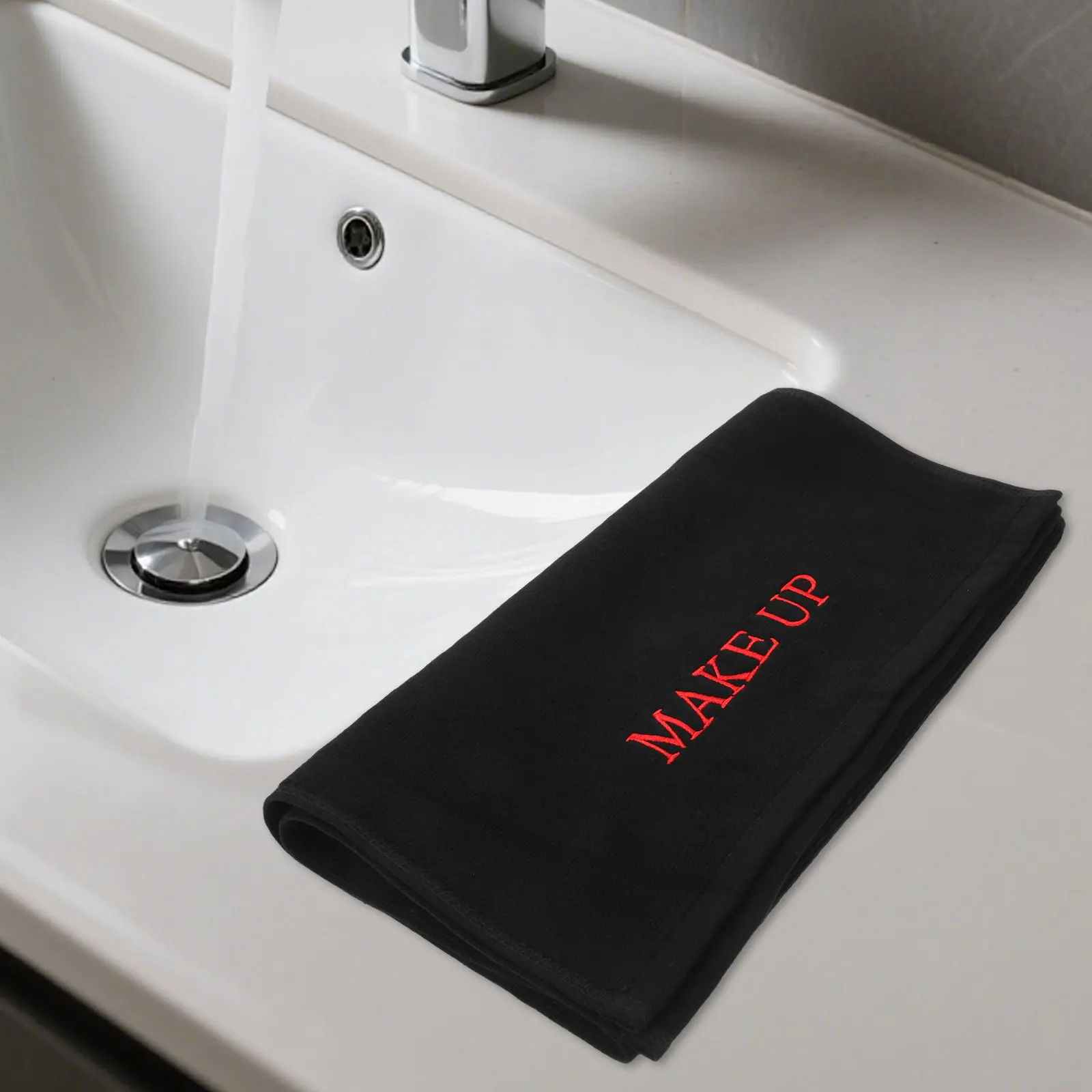 Premium Cotton Makeup Mat for Vanity 75x35cm Black Vanity Desk Protector Absorbent Beauty Counter Pad Table Cover Pad Organizer