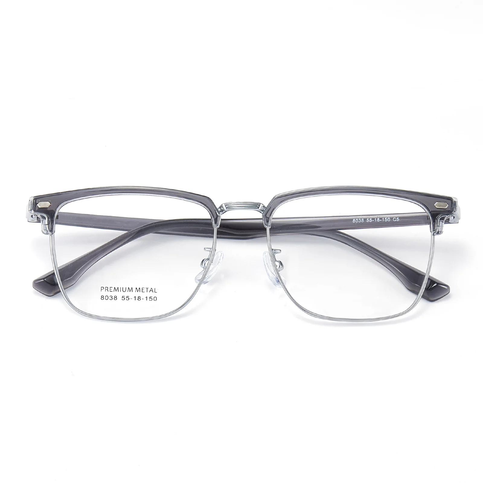 Optical Prescription Eyeglasses Man Vintage Square Eyewear 2024 New Ultra Light Alloy Spectacle Large Size Myopia Frames 8038　