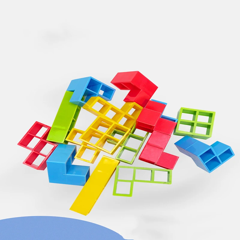 Jeu D'Équilibre Tetra Tower 64 Pièces + Cartes - Blocs Construction Empilage Enfant Adulte - Cadeau Anniversaire Noël