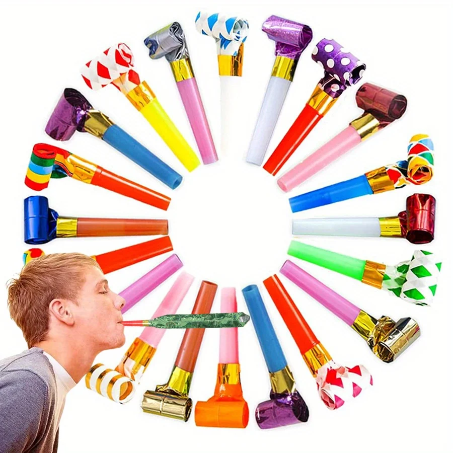 

10-100 шт., 24 см, красочные свистки для вечеринок, свистки для торжеств на день рождения, барные мероприятия, реквизит для аплодисментов, креативные подарки JXB