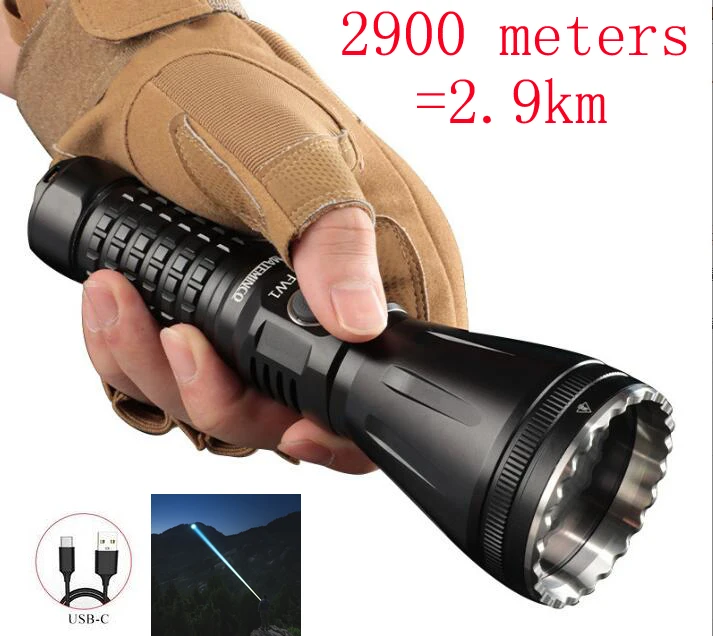 MATEMINCO FW1 2952 Meters Long Range LEP Flashlight 562Lumen USB Type-C Rechargeable Searching LED Torch 26650 Li-ion Battery