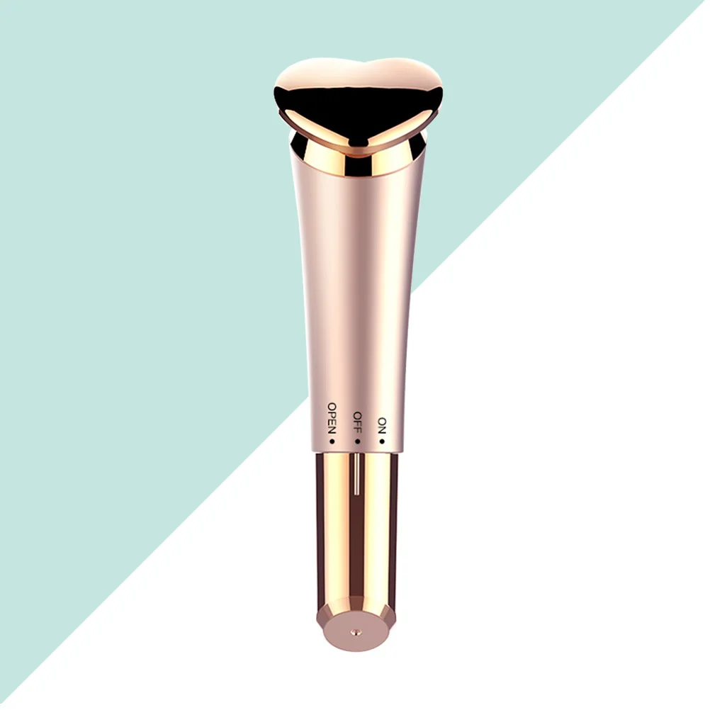 

1pc Heart Shaped Face Electric Anti Aging Lifting Tool Golden Compact For All Skin Types Promote Absorption