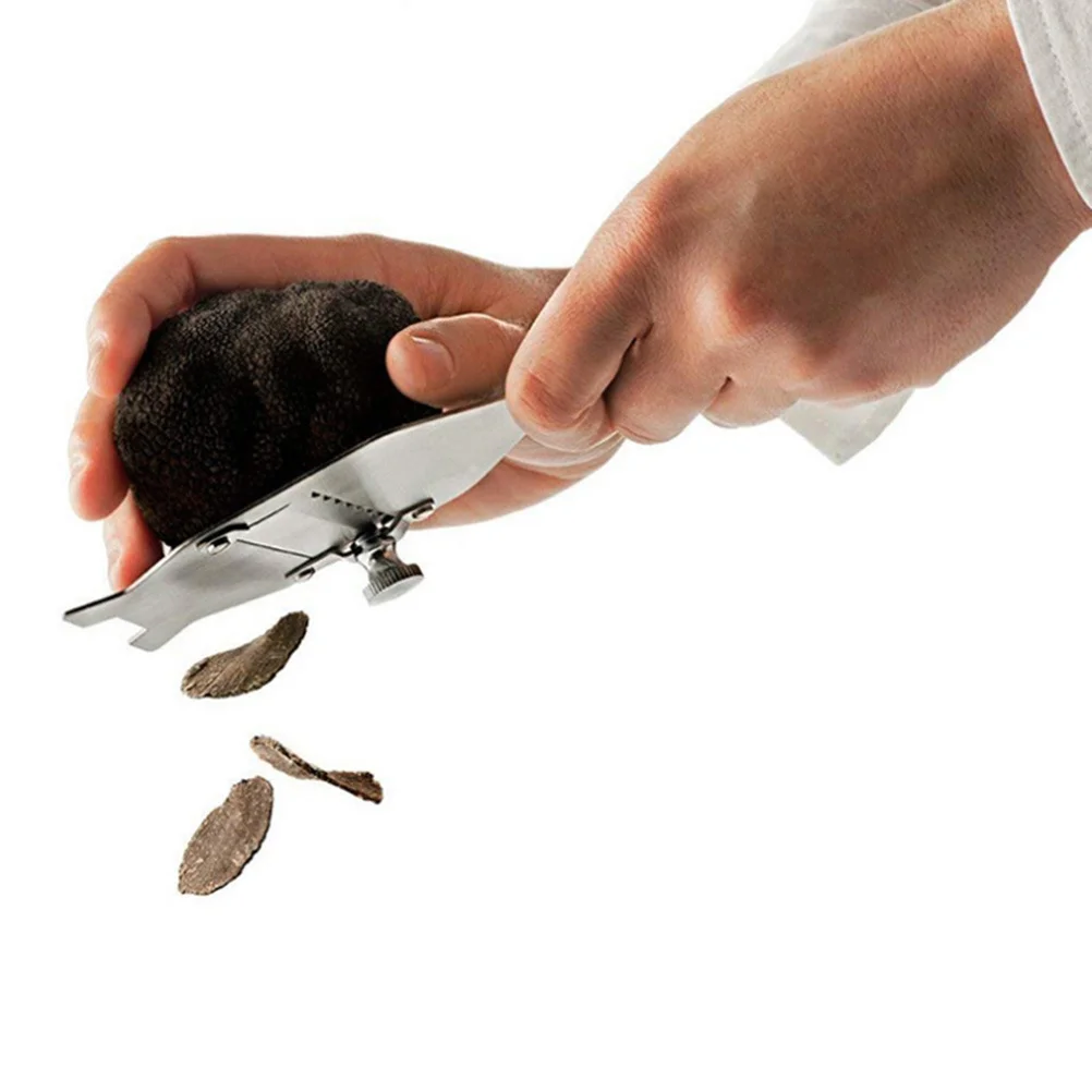 

Stainless Steel Truffle Slicer Cheese Shaver Kitchen Gadget Silver Non-Slip Wooden Handle Rust-Proof Chocolate Garlic