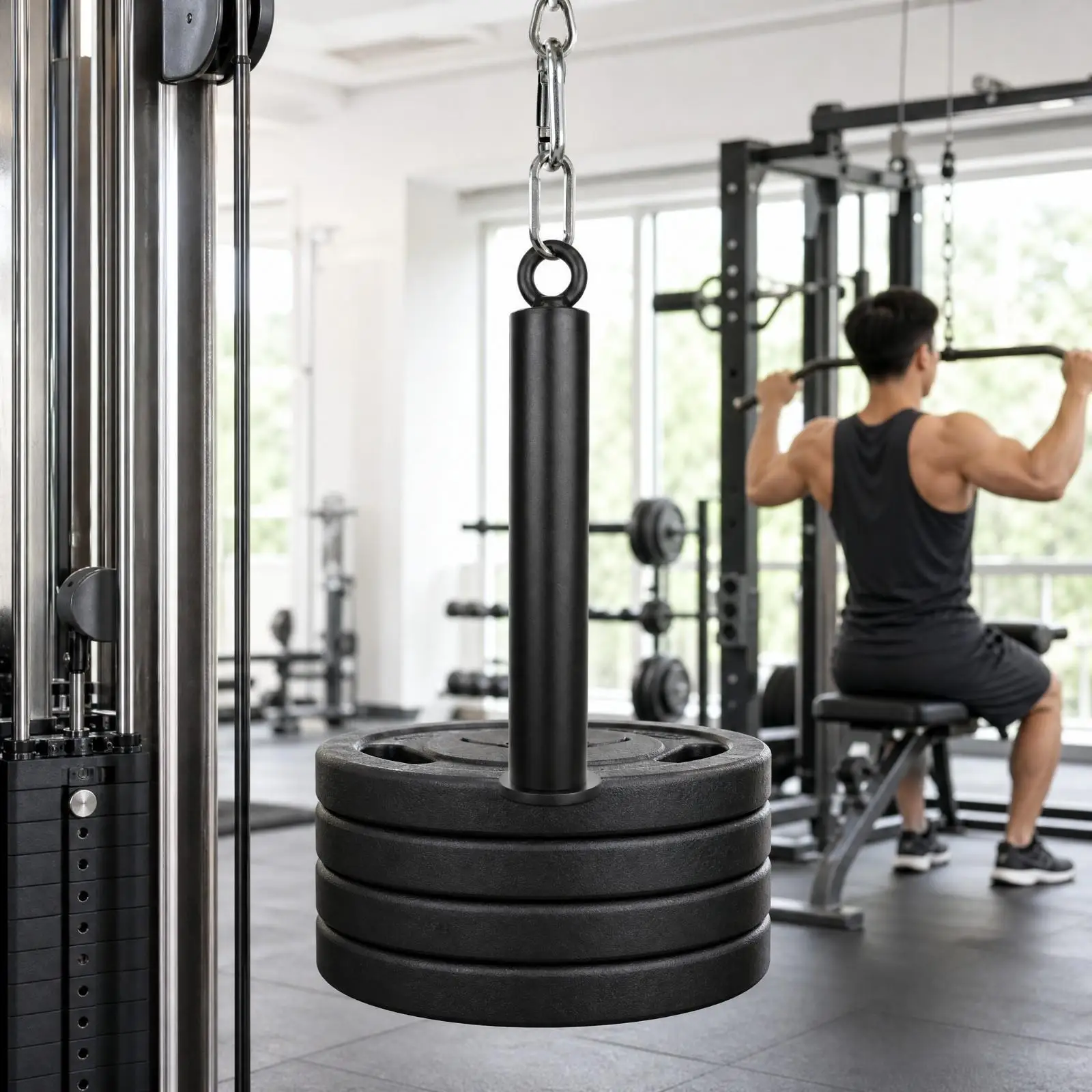 Cable Machine Weight Bar Holder Q235 Steel Plate Loading Post for Barbell Plates for Pulley System Training Equipment