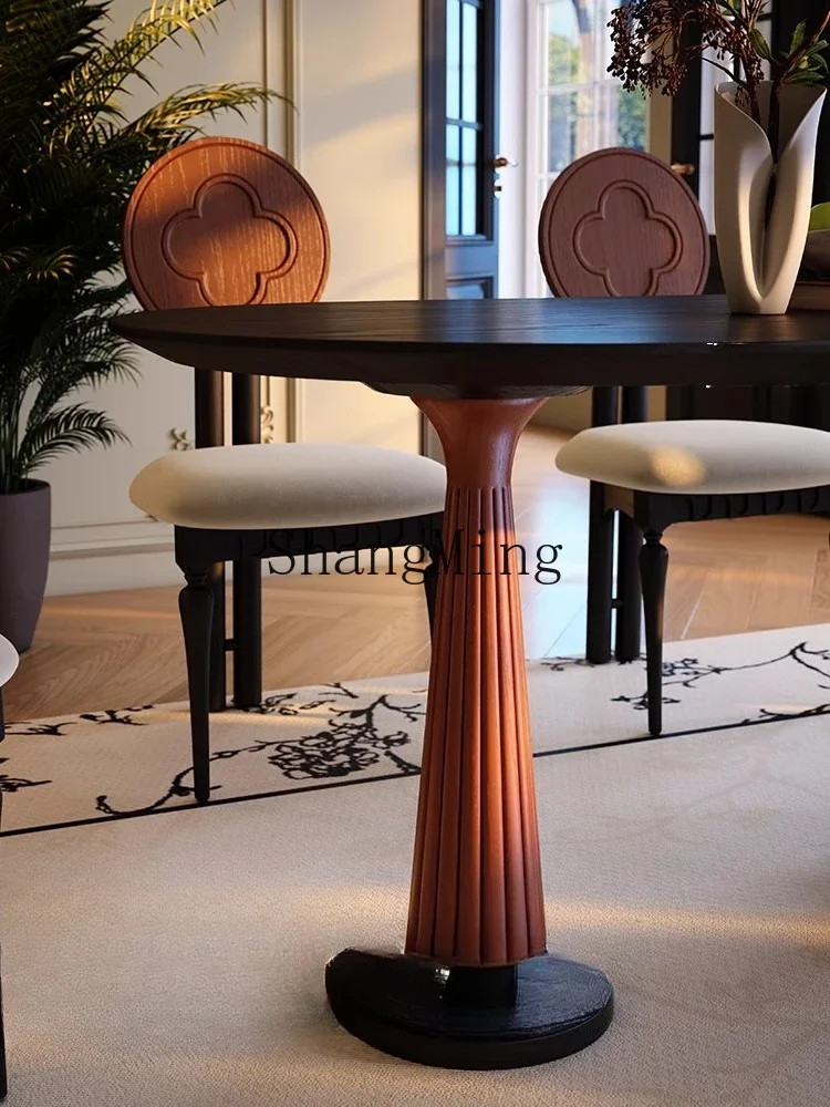

CLL wood retro home oval dining table medium ancient black ash wood dining table