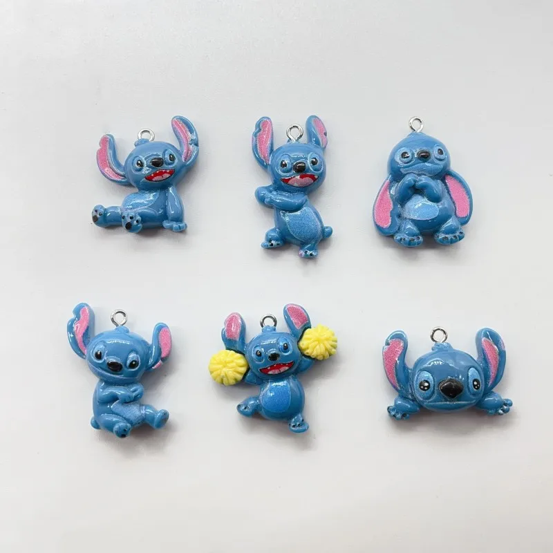 10pcs 3D Stitch Resin Charms Cute Cartoon Animal Pendant For Earring Car Keychain Jewelry Charms