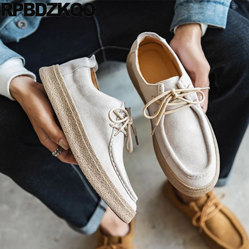 

Trainers Casual Skate Shoes Round Toe Lace Up Athletic Flats Trending Sneakers Suede Breathable Men Wallabees Sport Brown Spring