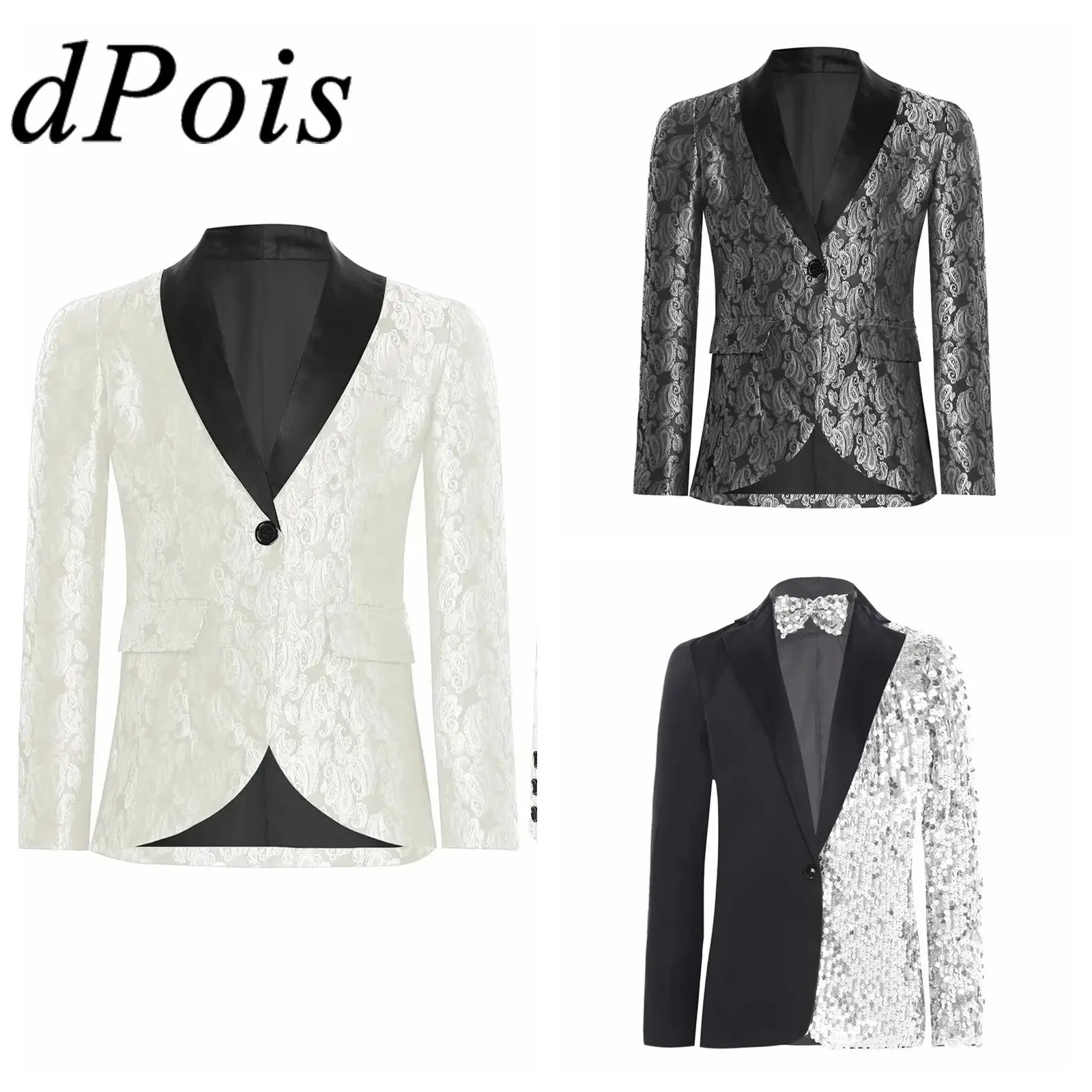 الصبي الرقص الترتر السترة الجاكار سهرة معطف رسمي بنين الأطفال ملابس رقص الجاز أداء السادة احتفالي الزي #1