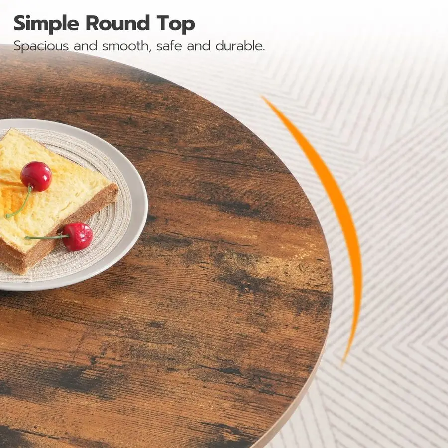 Round Bar Table, 35 Tall Pub Table, Cocktail Table with Base for Narrow Space, Bar Height Table for Kitchen, Easy to Assemble, R