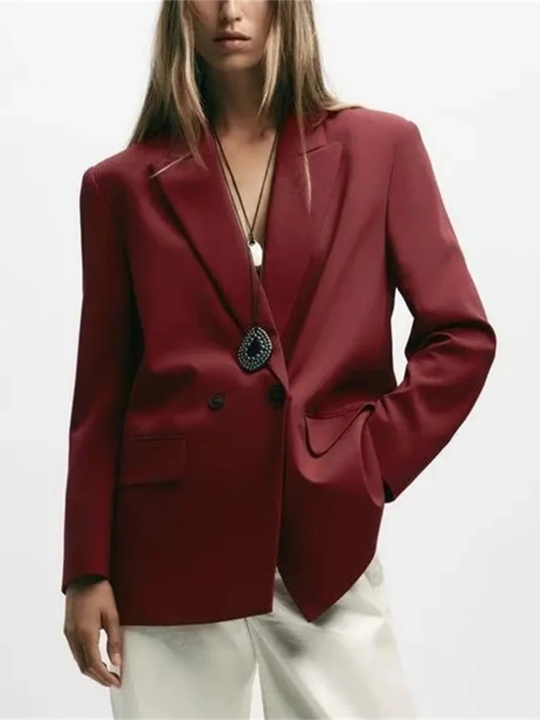 Модный свободный женский костюм Jaet, осеннее новое поступление, двубортный повседневный костюм Ele Silhouette, длинный цвет све