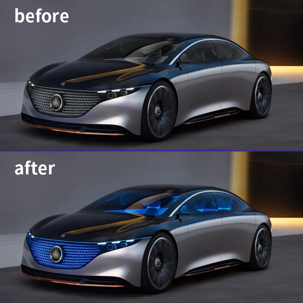 Auto-Neon-LED-Innenraum-Ambiente-Fußraumbeleuchtung für Tesla, Hintergrundbeleuchtung mit Fernbedienung, App-Musiksteuerung, Auto-Dekorationslampen-Zubehör – Detail 10