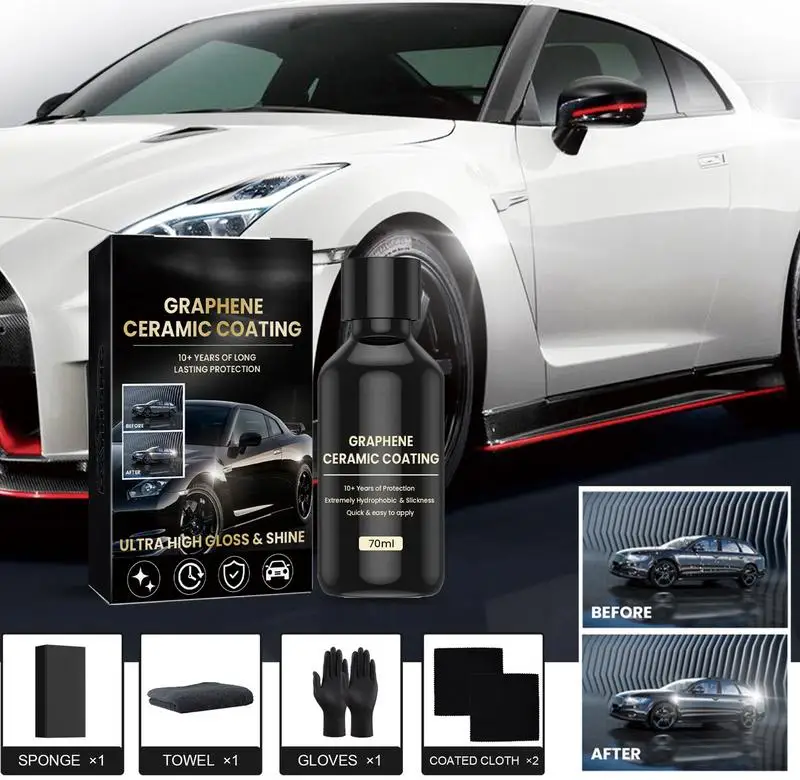 70ml Nano Ceramic Coating Graphene Hydrophobic Paint Protection Car High Temperature Resistance Waterproof and Stain-Resistant