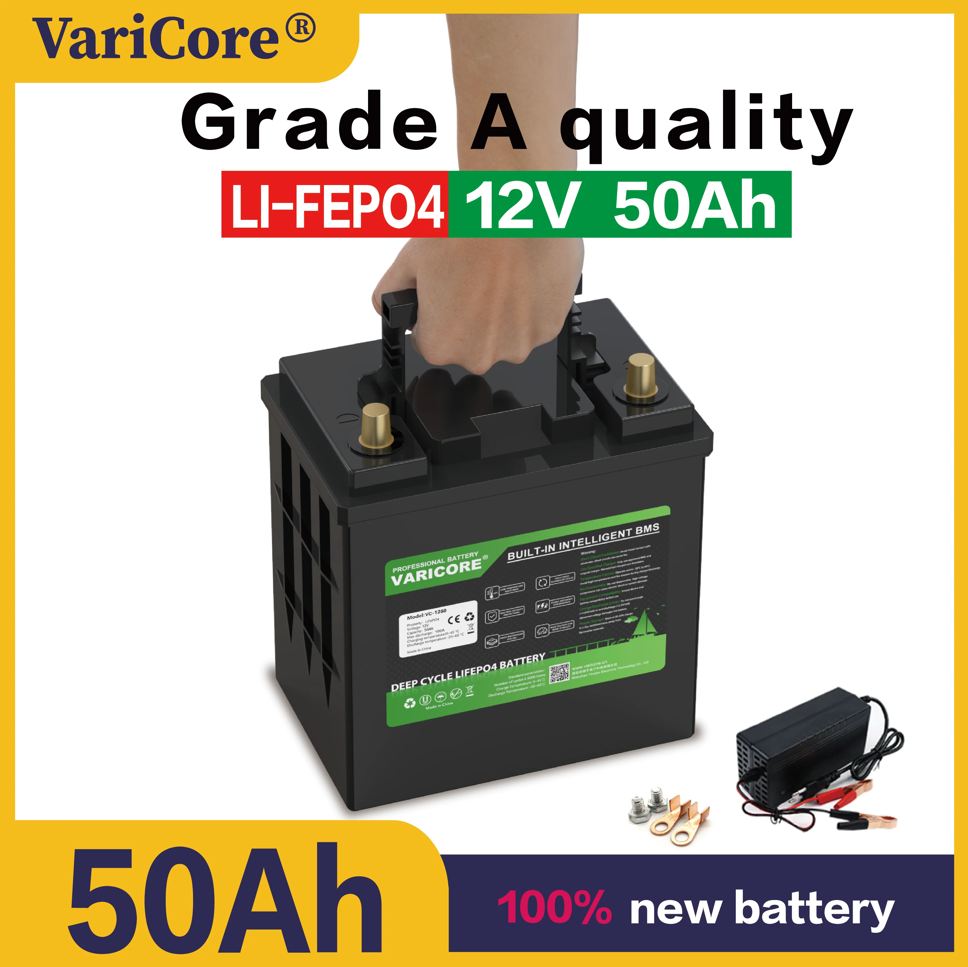 

LiFePO4 12 В 50 Ач Наружный источник питания, солнечная батарея, аккумулятор для автофургонов, запасной аккумулятор, аккумулятор большой емкости-VV