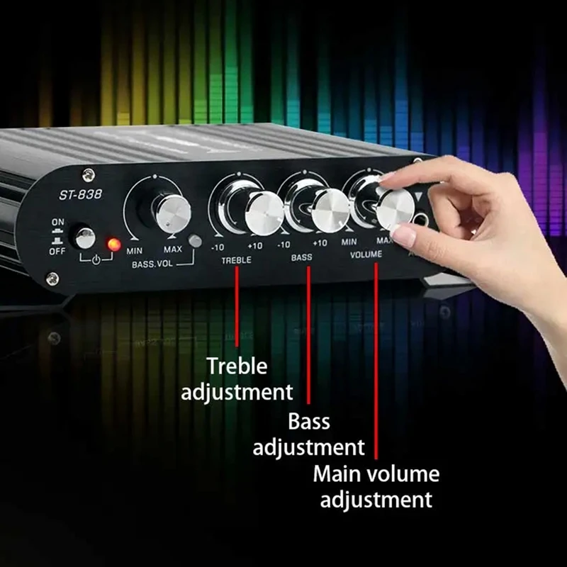 Miniamplificador de Audio Digital para coche, amplificador estéreo de luz azul para cine en casa, Club, fiesta, música, 200W, X2