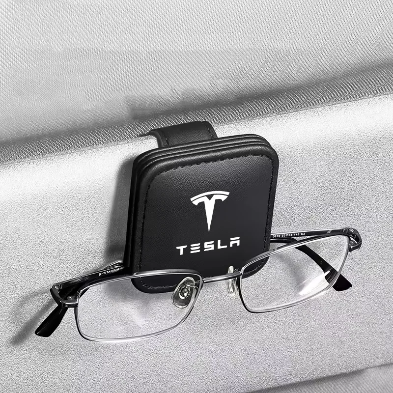 Car Sun Visor Clip Glasses Cards Case Auto Sunglasses Visor Glasses Holder For Tesla model Y model X model 3 MODEL S