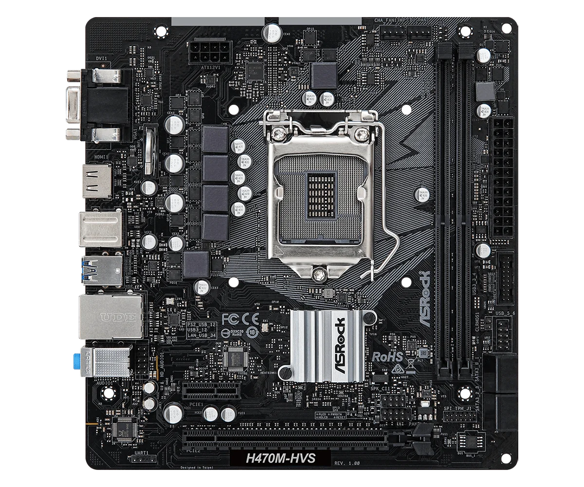 ASRock H470M-HVS Motherboard 1200 Intel H470 DDR4 2933MHz 64GB Micro ATX NVMe SSD Micro ATX For i9-10900 i5-10400F G6405T cpu