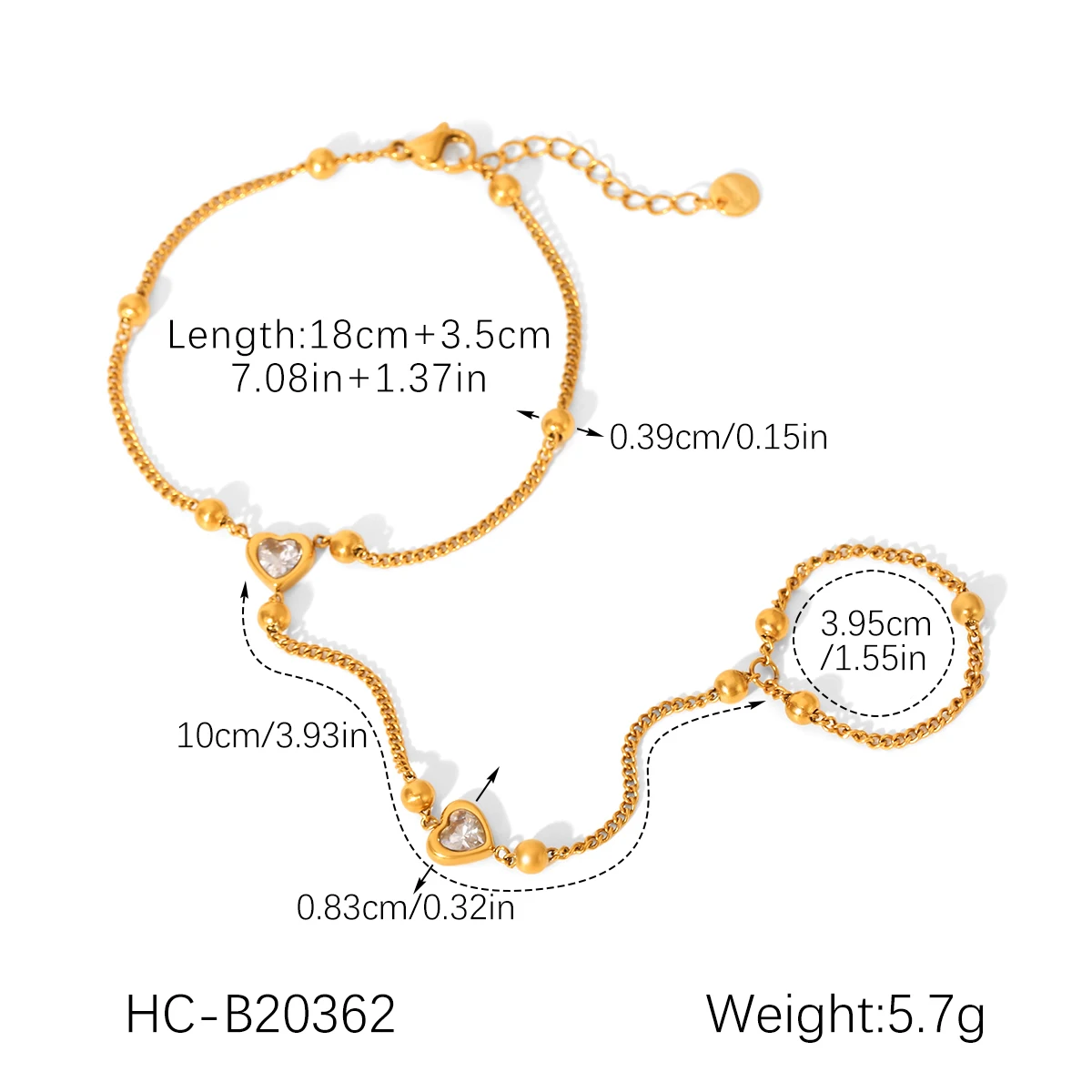 Vergoldetes Zirkon-Blumen-Schmuckset für Damen, zierliche Halskette, Armband, hypoallergen, Edelstahl, anlaufbeständig, Geschenk – Detail 10