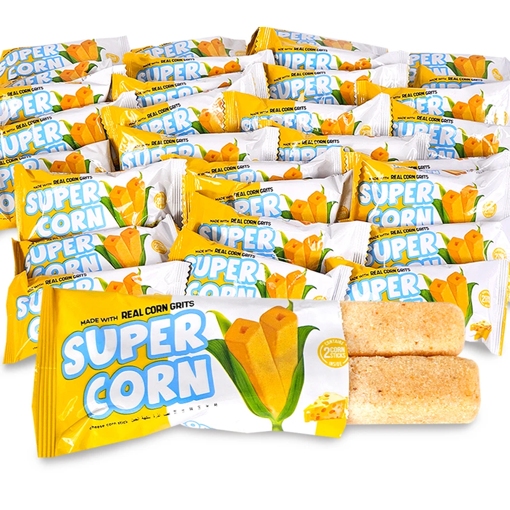 2 Packs (60 Bags) Supercorn Corn Stick Cheese-Flavored Snacks