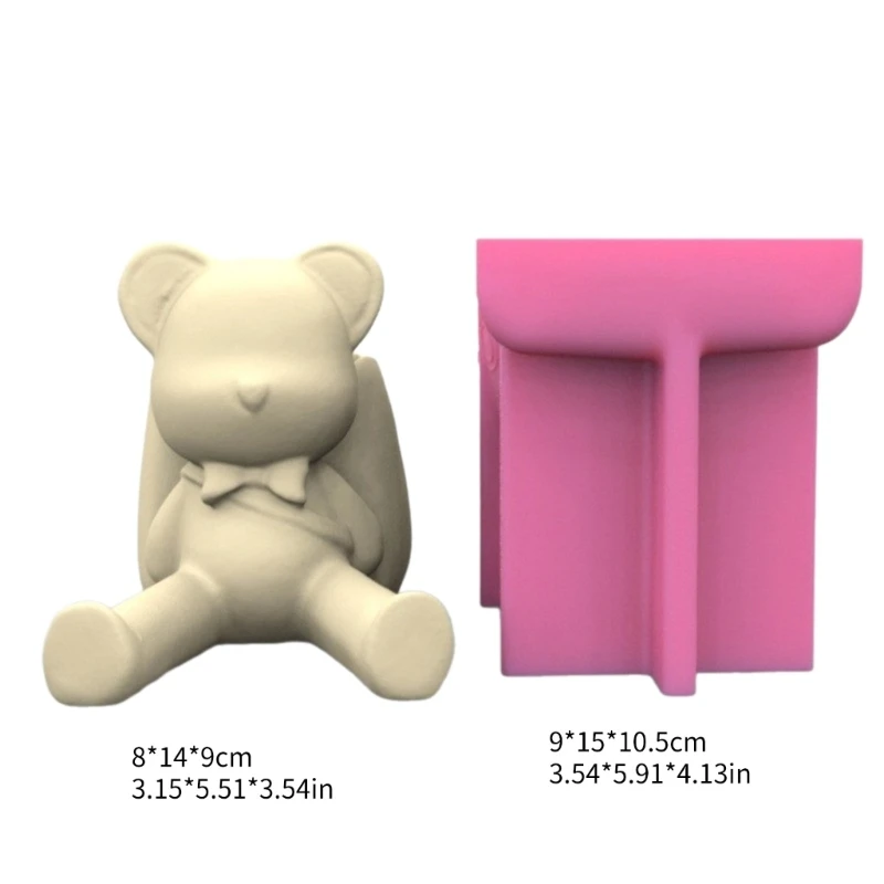 Concrete Moulds Plant Pots Mold Bear with Bag Shaped Hand-making Silicone Molds