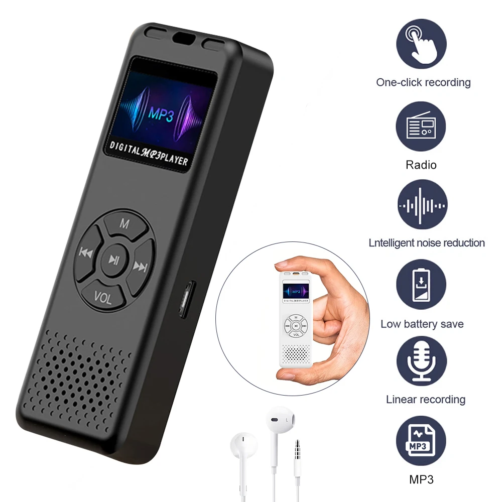 New Mini Digital Audio/Sound/Voice Recorder Convenient 8-64GB MP3 Player Digital Voice Recorder FM Mini Radio HiFi Sound Quality