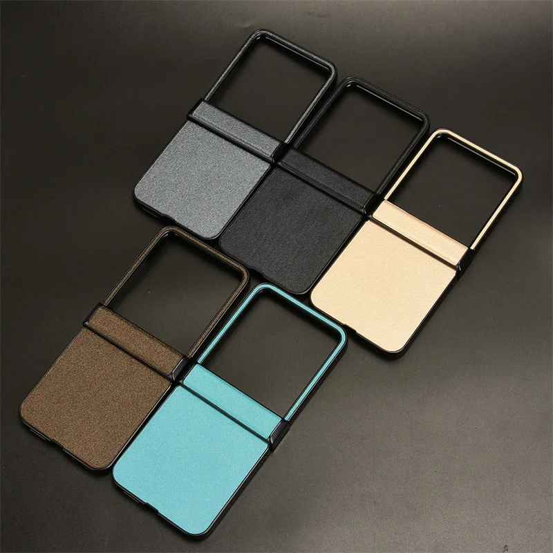 For Motorola Moto Razr 50 Ultra Case for Moto Razr 50 Ultra XT-2451-3 Luxury Sand Leather Three-section Back Cover Phone Case