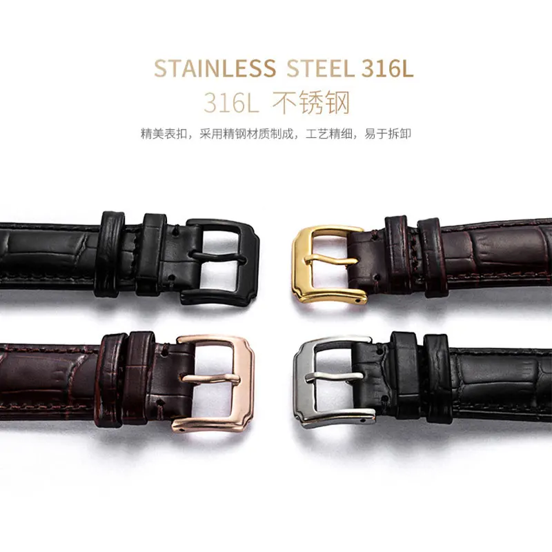 Crocodile Pattern Cow Leather Watch Band 12mm 14mm 16mm 18mm 19mm 20mm 21mm 22mm 24mm Wrist Strap Waterproof Sweatproof With Box