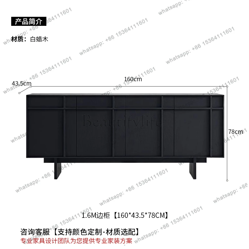 خزانة جانبية لتناول الطعام من الخشب الصلب على طراز العصور الوسطى، حجم منزلي لغرفة المعيشة، خزانة شرفة للتخزين على الطراز القديم #2