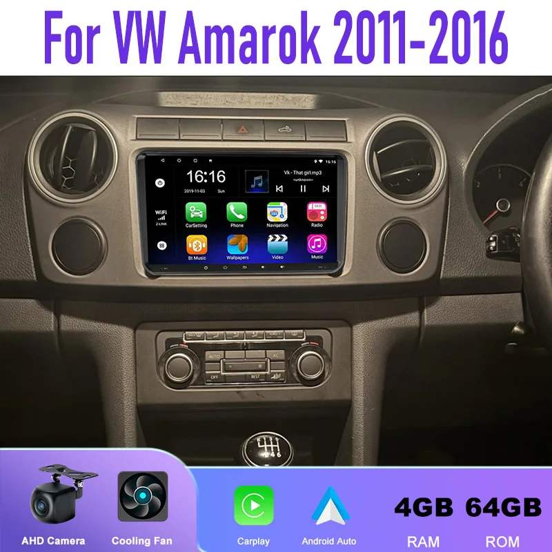 

6GB+128GB GPS 9" For VW Amarok 2011-2016 Car Radio DSP Carplay Android 15 Stereo Multimedia Player Navigation Headunit BT WIFI