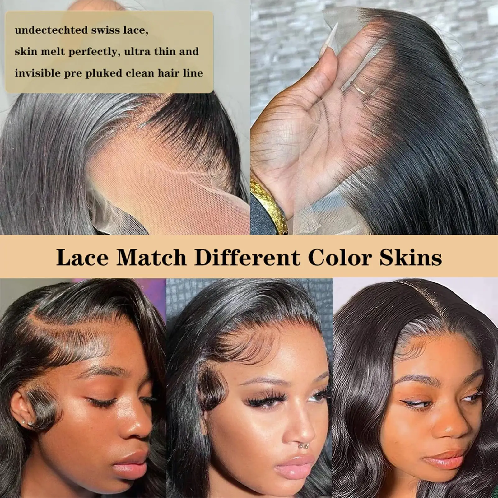 42 بوصة الجسم موجة الدانتيل الجبهة الباروكات شعر الإنسان 250% الكثافة غلويليس البرازيلي شعر بشري لعذراء شعر مستعار للنساء قبل قطعها