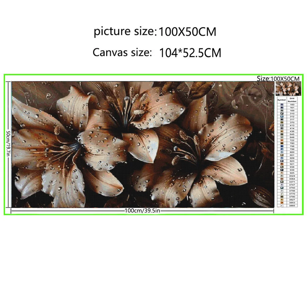 New Diamond Painting Large Size Flowers Lilies Diamond Embroidery Full 5D Cross Embroidery Room Decoration