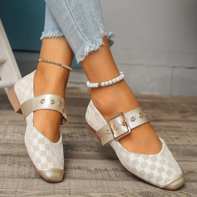 

Новинка 2023 года, модные женские туфли Мэри Джейн на плоской подошве, лоферы с пряжкой, повседневная и удобная весенняя обувь на плоской подошве для молодых девушек, большие размеры