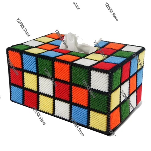 

Thick Yarn Cross-Stitch 3D DIY Tissue Box Cover (Square/Magic Cube Style)