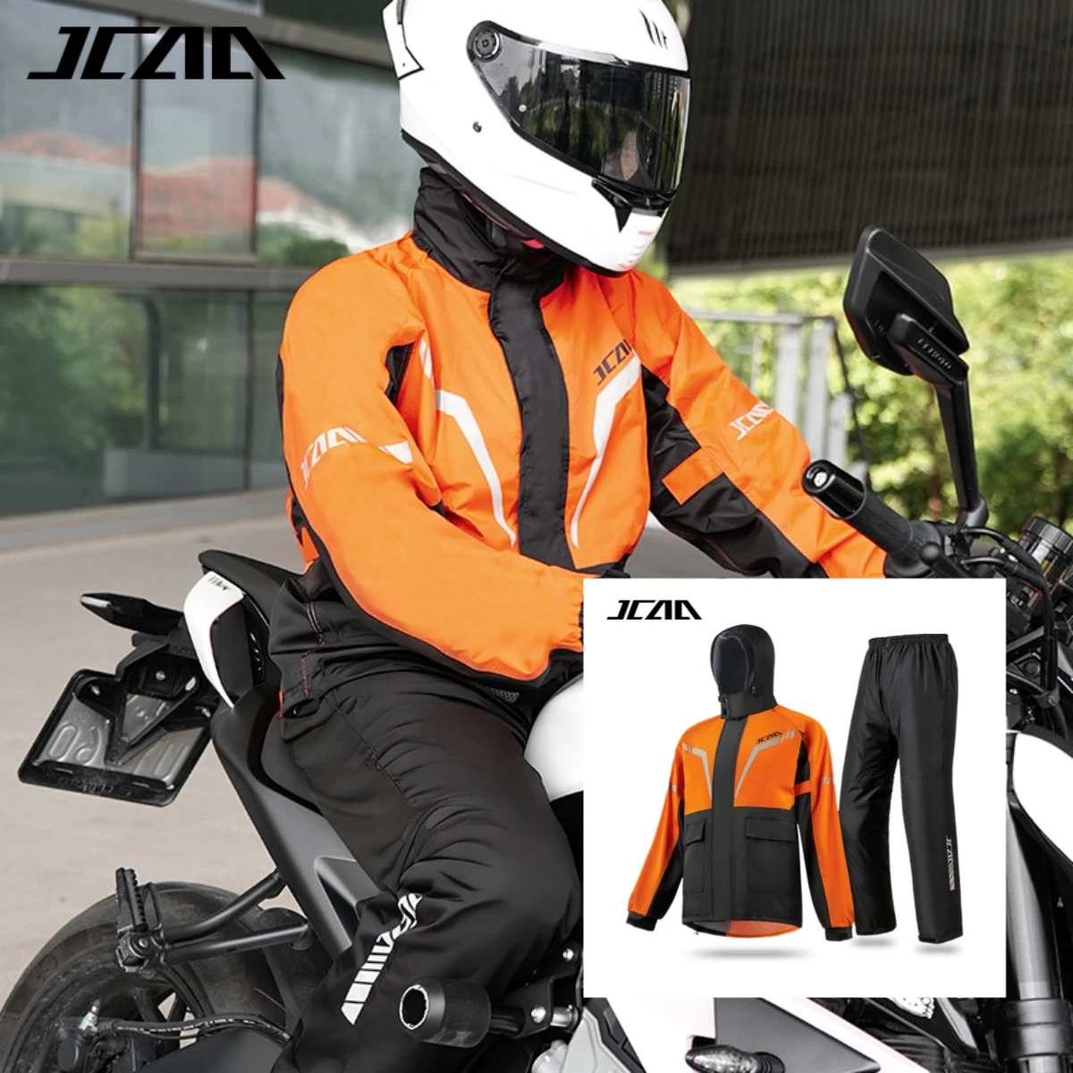 

JCAA унисекс водонепроницаемые ветрозащитные мотоциклетные брюки плащ костюм велосипед/мотоцикл ночная светоотражающая куртка для верховой езды плащ