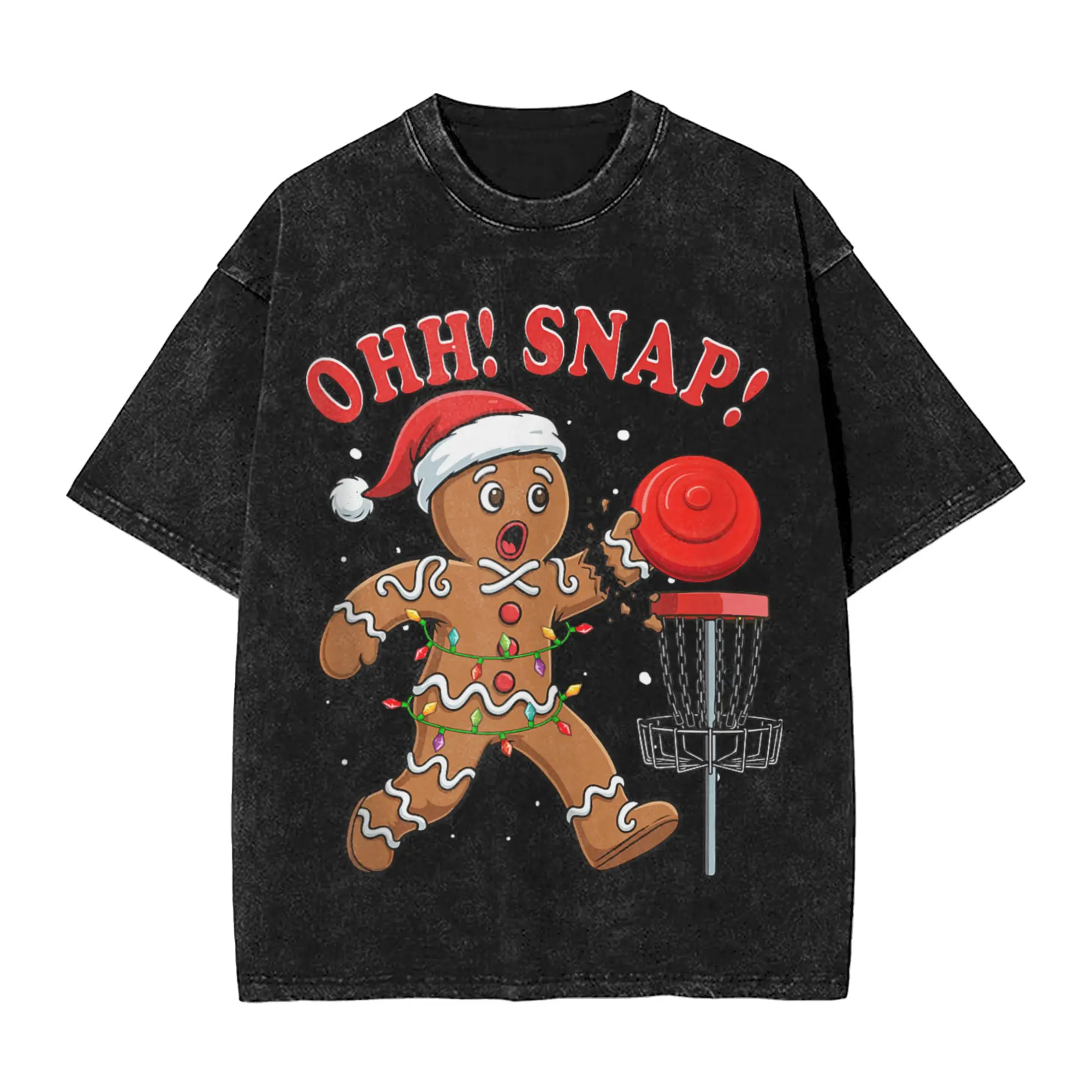

Snap Christmas Santa Gingerbread Playing Disc Golf Player T-Shirts Men Novelty Cotton Tee Shirt O Neck T Shirt Plus Size Tops