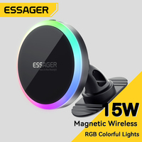 Essager RGB Magnetic Car Phone Holder Qi 15W Macsafe Wireless Charger For iPhone 15 14 13 Samsung Universal Phone Holder Stand