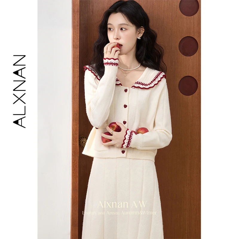 

ALXNAN Women Spring Cardigan 2026 Long Sleeve Knitwear Warm Fashion Elegant Pullover Casual Color Block Female Clothing L51607