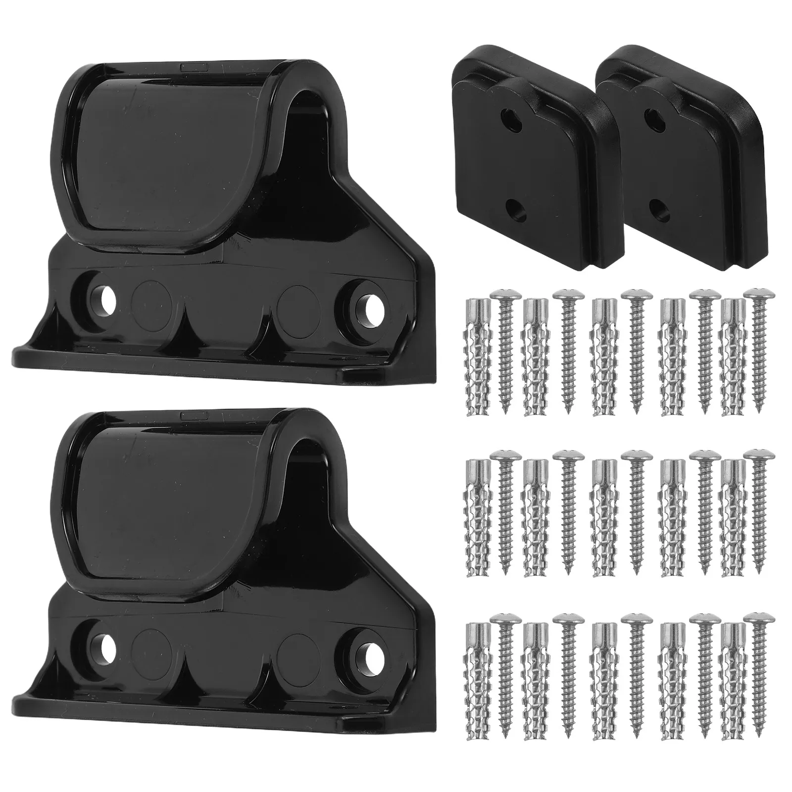 Retractable Safety Hardware Set for Stairs and Doorways – Black Latches, Brackets, Screws (1 Set)