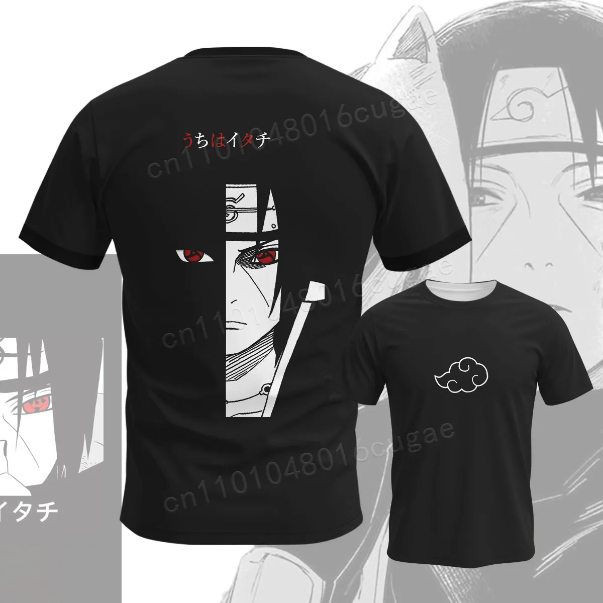 Ropa periférica de Naruto Anime, camiseta clásica de cómic, camiseta informal de manga corta con cuello redondo para verano para hombres y mujeres con patrón de dibujos animados