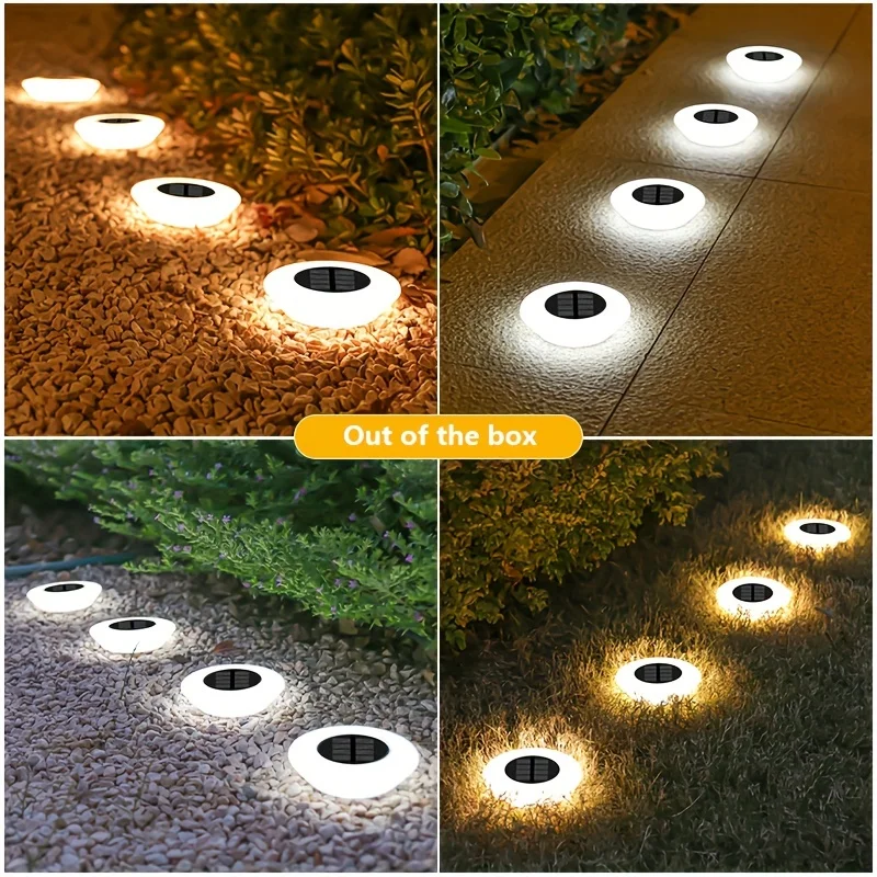 1-8pcs Solar-Powered Ground Lights Outdoor Waterproof Pathway Garden Lawn Solar Lamp Landscape Lighting for Grass Backyard Decor