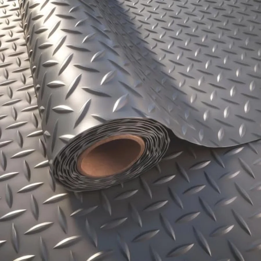 

Garage Floor Mat, 2.8mm Thickened PVC Diamond Plate Garage Mat with 20PCS Tapes, Rubber Flooring Rolls for Under Car, Non-Slip