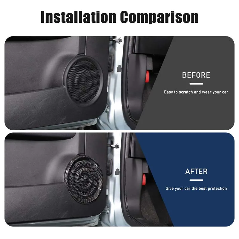 

For Fiat 500 2016+ Real Carbon Fiber Car door horn mesh cover decorative sticker car interior protection accessories 2Pcs
