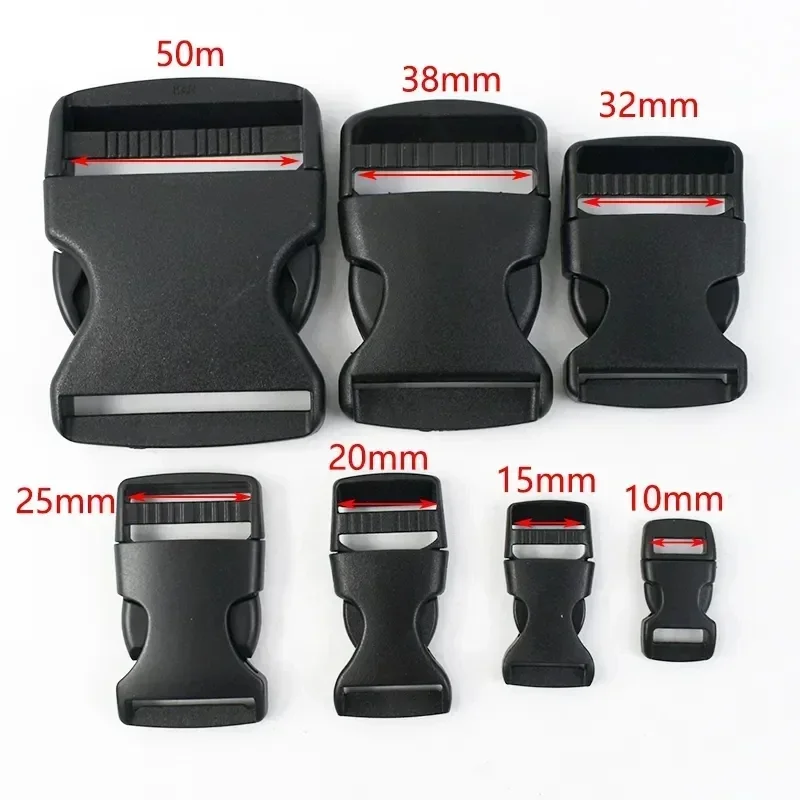 10/20Pcs Plastic Side Release Buckles 10-50mm Black Backpack Strap Adjustable Clasp Webbing Hook Luggage Dog Collar Accessories