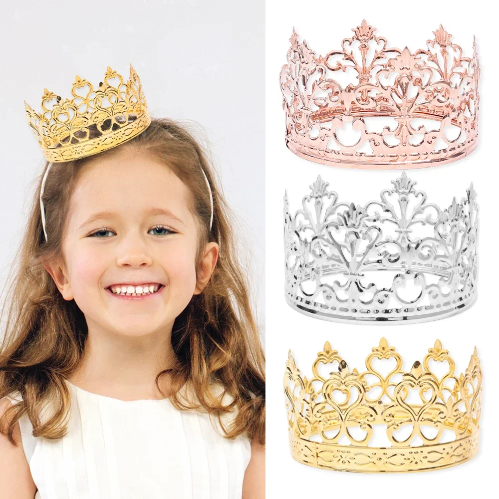 1Pcs Tiara Goud/Sliver Crown Cake Topper Decor Little Crown Kinderen Haar Sieraden Prinses Bruiloft Verjaardag Feestartikelen