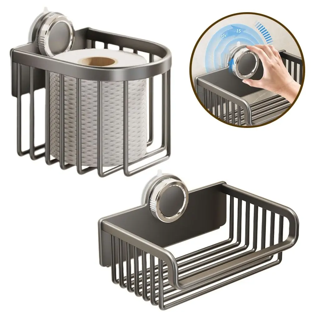 

Suction Cups Wall Mounted Storage Rack Square/Circular Reusable Toilet Paper Holder Space Saving Non Perforated