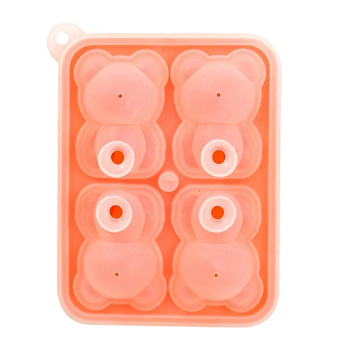 New Four-Grid Bear Ice Tray Mold Silicone Ice Tray Home Ice Cream Popsicle Freeze Ice Ball Ice Tray Red