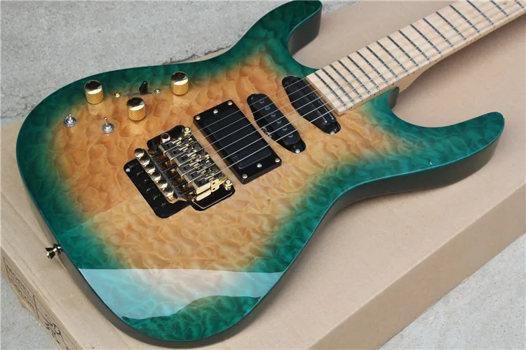 Left Hand 6 Strings J Electric Guitar with Tremolo Bar,Quilted Maple Veneer,Rosewood Fretboard,24 Frets