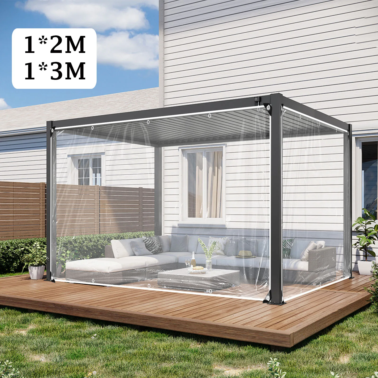 

Transparent Waterproof Tarps Outdoor Clear Tarp Curtain Tarpaulin PVC Tarps Windproof Clear Canopy Outdoor Garden Veranda Tent