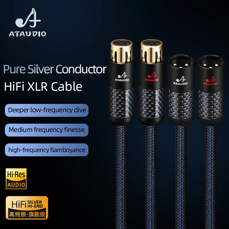 Kabel Audio czyste srebro 2XLR do wzmacniacza miksera Hi-end flagowy 2XLR męski do żeńskiego, zrównoważony kabel mikrofonowy HiFi